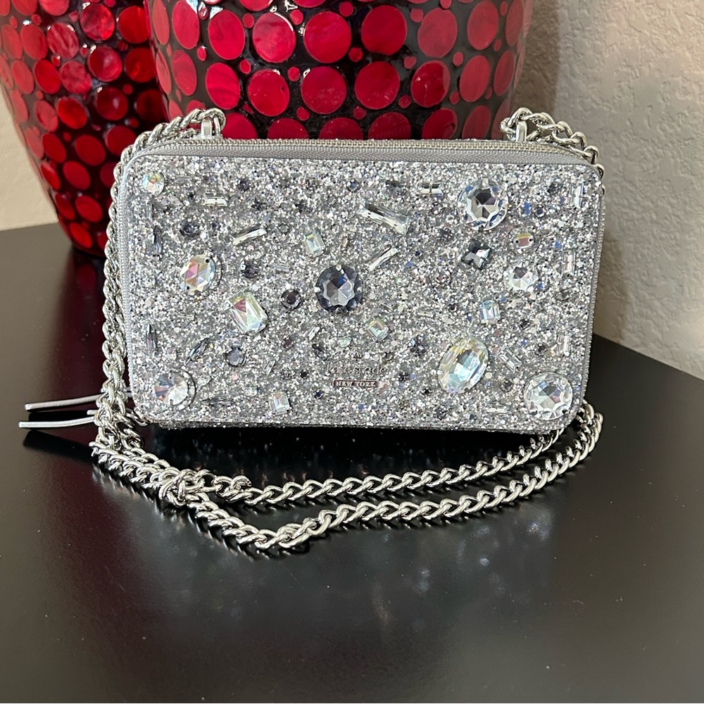 kate spade Silver Glitter Crystal Crossbody Bag